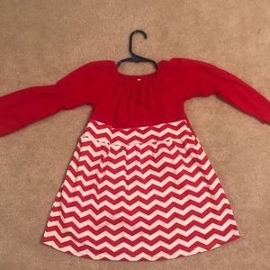 Red Chevron girls dress